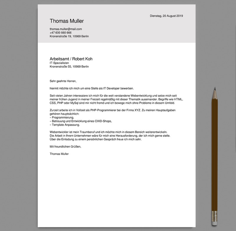 German Cover Letter Templates free