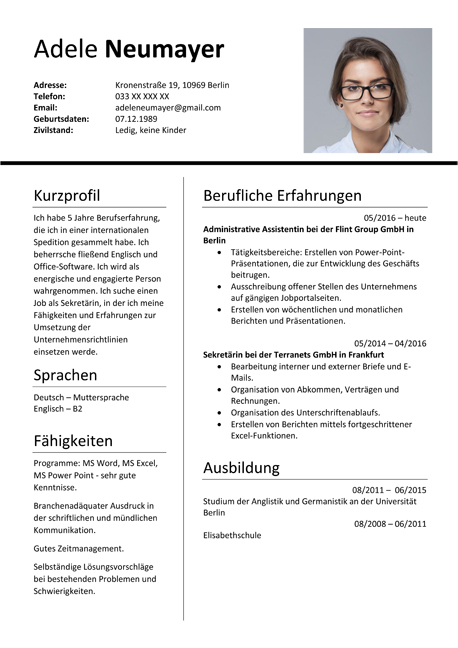 CV german word download